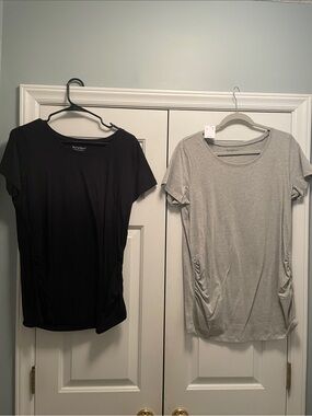 BumpStart Short Sleeve Maternity Tee Duo — Black & Light Gray